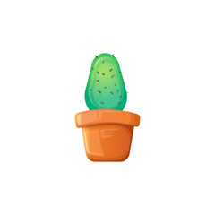 Fototapeta na wymiar vector cartoon green cactus in pot isolated on white background. funny houseplant icon