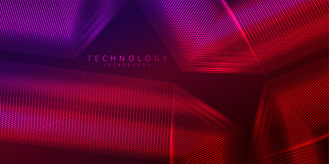 Naklejka premium Abstract 3d technology and science red neon visualization. Blockchain and cryptocurrency. Digital wallpaper. Business concept. Big data and artificial intelligence. Rendering computer virtual reality