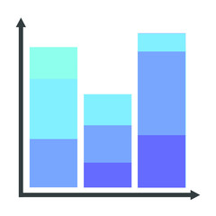 Vector illustration of a blue stacked bar chart.