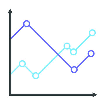 Vector Illustration Of A Blue Line Graph With Markers.