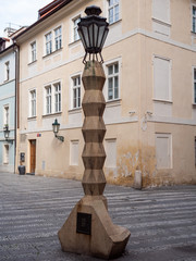 Cubist Lamp Post on Jungmann Square in Prague. Allegedly the only Cubist Lantern in the World,...