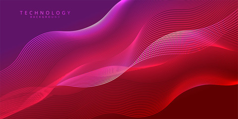 Abstract 3d technology and science red neon visualization. Blockchain and cryptocurrency. Digital wallpaper. Business concept. Big data and artificial intelligence. Rendering computer virtual reality