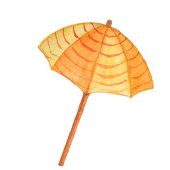 beach yellow-orange umbrella with red stripes