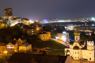 Naklejka premium Nizhny Novgorod. Junction of Oka river with Volga River