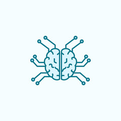 Smart robotic brain field outline icon