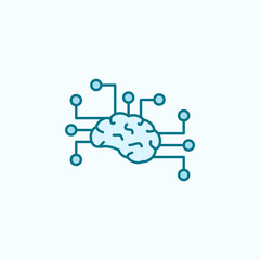 Artificial intelligence brain field outline icon