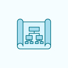 Business analytics, flow process field outline icon