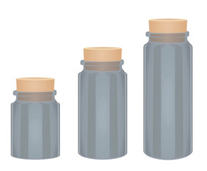 Glass bottles with cork. vector illustration