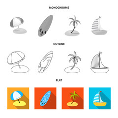 Vector design of equipment and swimming icon. Set of equipment and activity vector icon for stock.