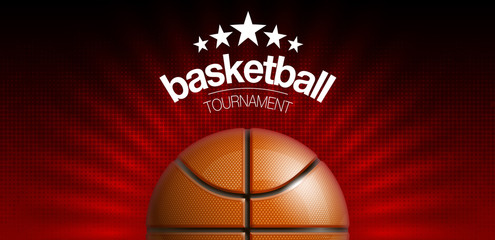 Basketball modern sports poster design banner with 3d realistic shiny ball. Basketball tournament Illustration banner logo realistic orange ball. posters design flyer set Playoff championship template