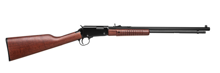 Old American wild west rifle isolated on white