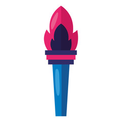 torch flame on white background