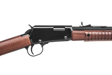 Old American wild west rifle isolated on white