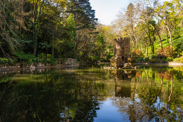 Fototapeta na wymiar Pena gardens in historical village of Sintra