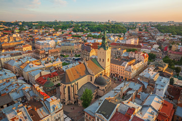 Fototapeta na wymiar Lviv - Amazing city center sunset view, Western Ukraine