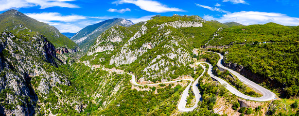 Winding road in the mountains of Greece