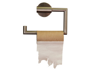 empty roll of toilet paper in the bathroom. isolated on white