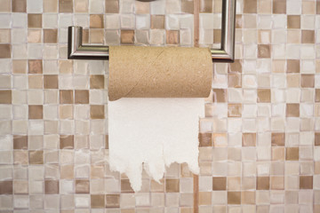 empty roll of toilet paper in the bathroom. the end concept