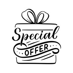 Hand drawn holiday lettering and icon for spesial offer, sale design. Handwritten letters. Typography quote. Vector