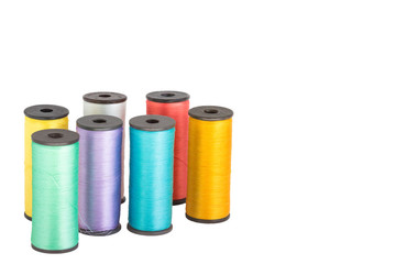 Sewing kit. Spools of thread   Isolated on white background.