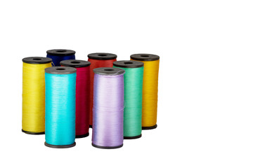 Sewing kit. Spools of thread   Isolated on white background.