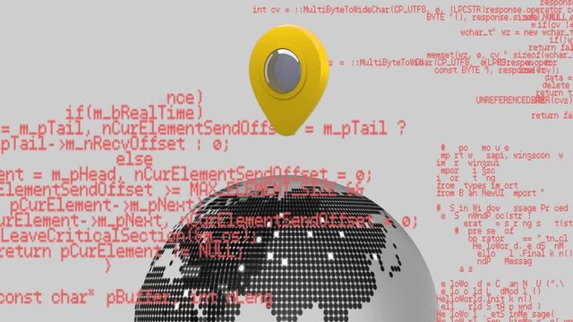 Map pin and a globe with program codes