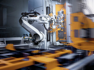 Industrial robot in modern factory