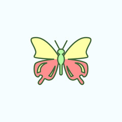 Color butterfly field outline icon