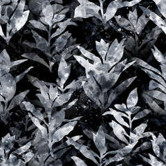 Decorative seamless pattern. Abstract botanical background for fabric, wrapping paper, cards, websites and other projects. Mixed media artwork. Grunge design.