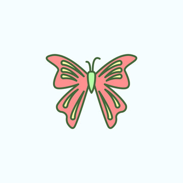 Color butterfly field outline icon
