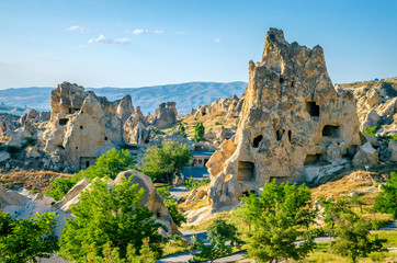 Beautiful rocks in Goreme national park, Cappadocia, Turkey - obrazy, fototapety, plakaty