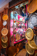 Traditional moroccan lamps on market in Fes, Morocco
