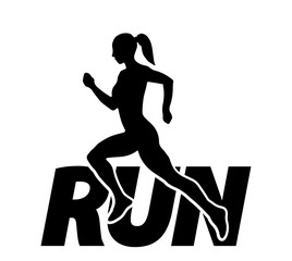 Running man silhouette, marathon logo template, running club or sports club on white background