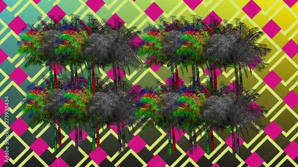 Aufkleber palm trees and square patterns
