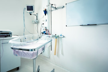 Intensive care unit crib room, medical equipment