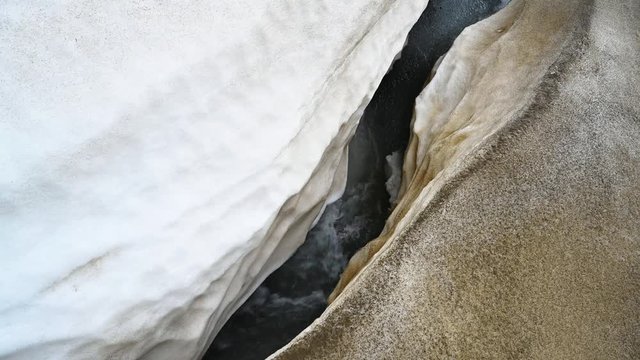 Scenic view of the melting Athabasca Glacier at Columbia Icefield, Japser National Park, Alberta, Canada