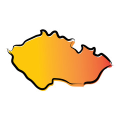 Stylized yellow red gradient sketch map of 