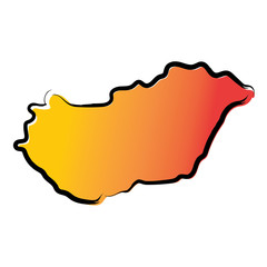 Stylized yellow red gradient sketch map of