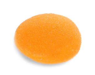 Bright delicious jelly candy on white background