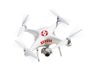 SAR - Search and Rescue Unmanned Aircraft System, (UAS) Drone Isolated On A White Background