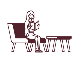 woman sitting on chair with book in hands