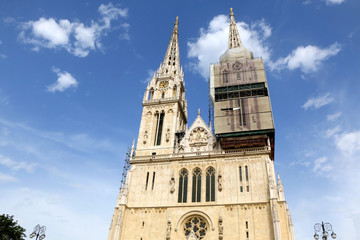 Fototapeta na wymiar Cathedral of the Assumption of the Blessed Virgin Mary, landmark in Zagreb, Croatia.