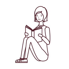 woman sitting with book in hands