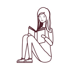 woman sitting with book in hands