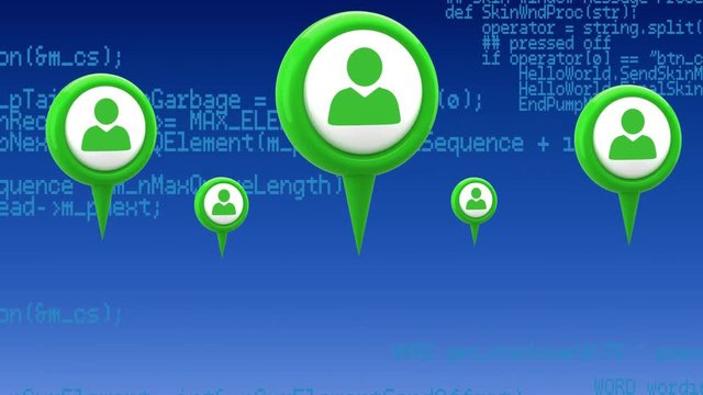 Program codes and profile icons with map pins