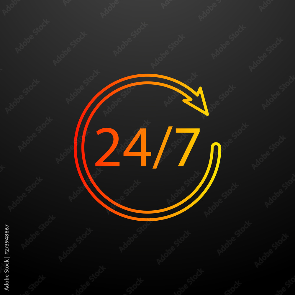 Poster 24 7 service nolan icon. elements of mobile banking set. simple icon for websites, web design, mobil