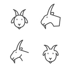 Set of goat vector illustration with simple line design 