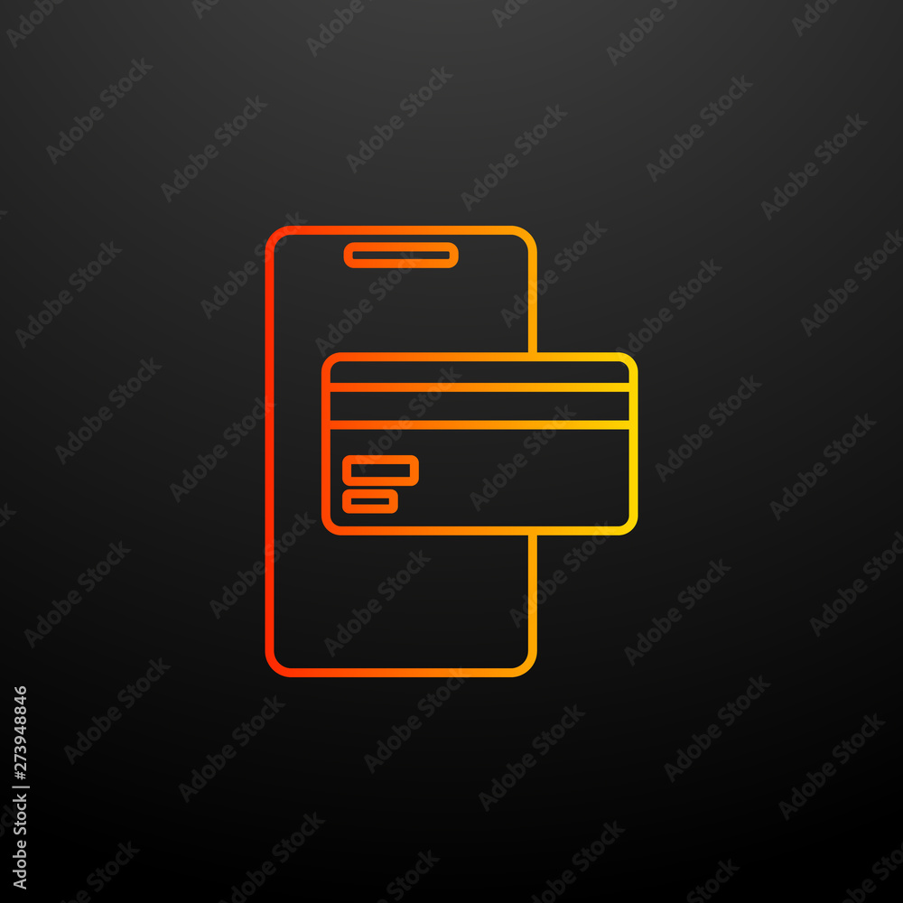 Poster credit card in smart phone nolan icon. elements of mobile banking set. simple icon for websites, web