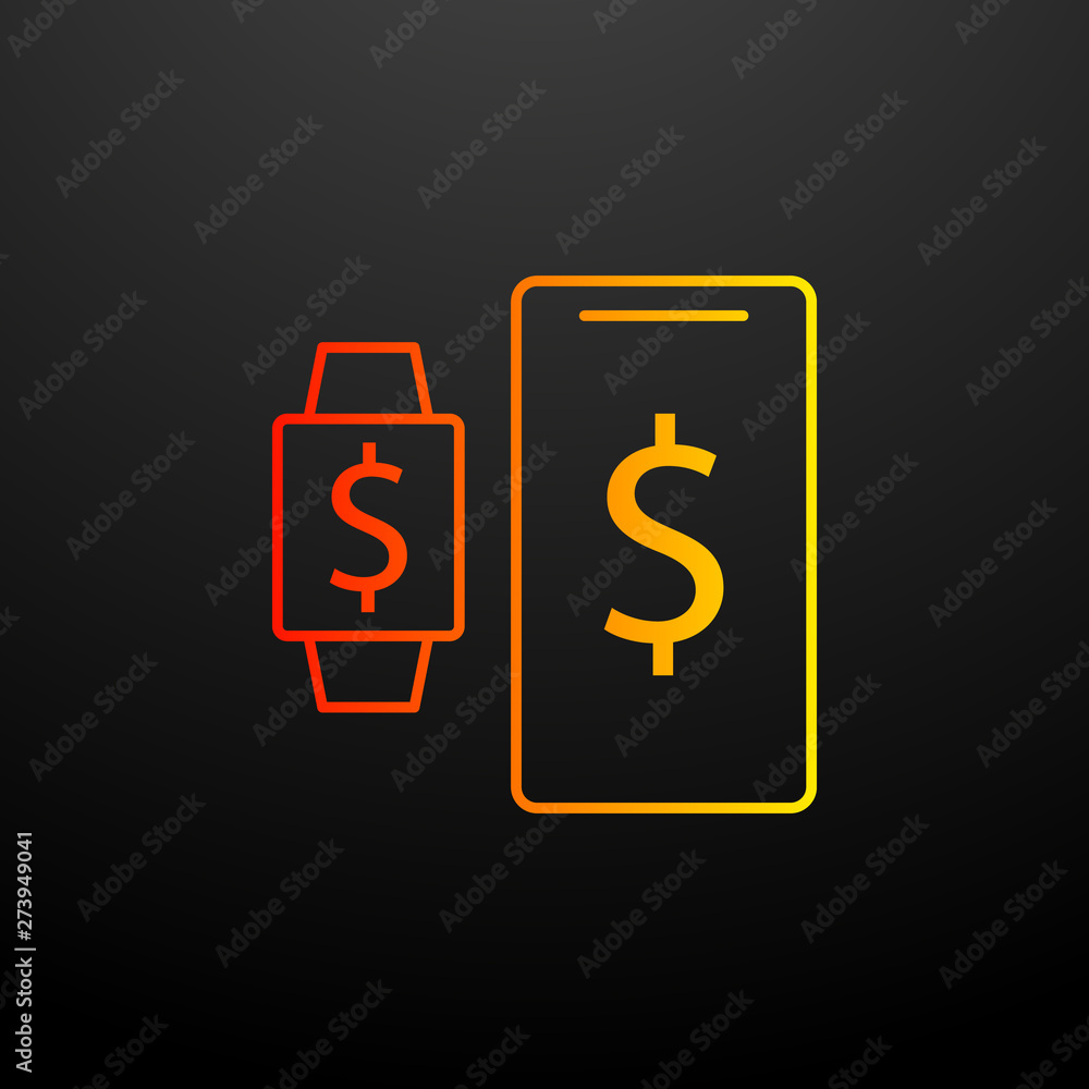 Poster synchronization with smart watches nolan icon. elements of mobile banking set. simple icon for websi