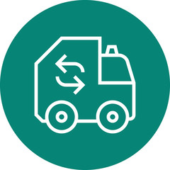 Garbage Recycling Truck Outline Icon